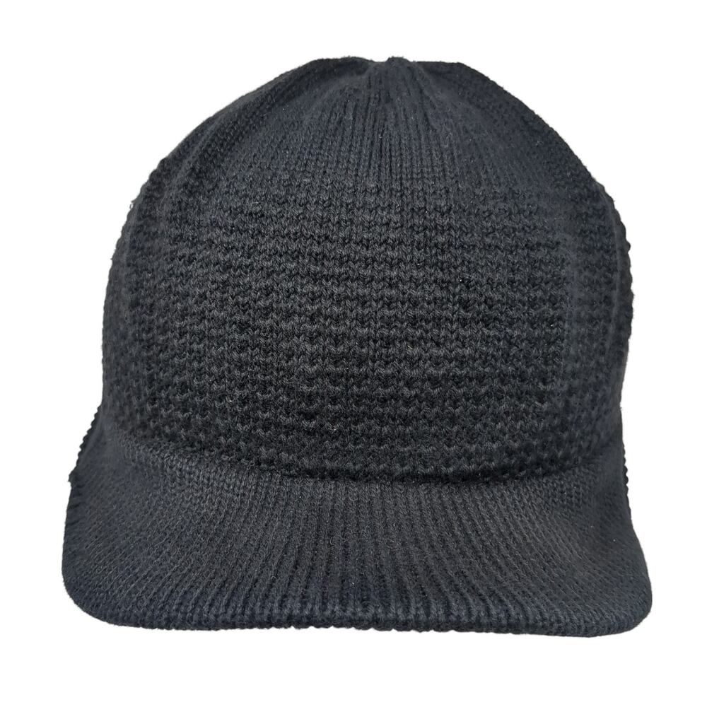 N.Y Beanie Hat Black One Size Stretchable Hand Knitted Lightweight Blank